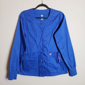 Med Couture Royal Blue Button Down Scrub Jacket Coat XS